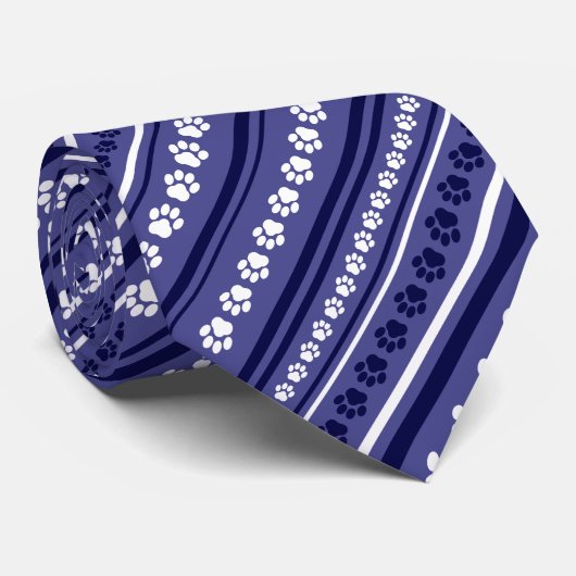 Blauw-en-witte stripprintkaart stropdas (Opgerold)