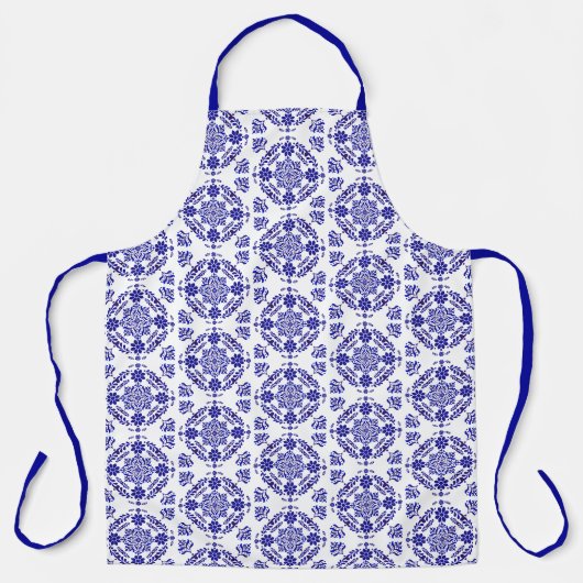 Blauw en Witte Talavera Drie Schort (Voorkant)