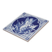 Blauw en witte tegel c1875 Mintons  ontwerp Tegeltje (Zijkant)