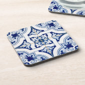  blauw en witte tegel kijken bier onderzetter (Linkerzijde)