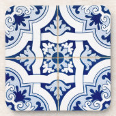  blauw en witte tegel kijken bier onderzetter (Voorkant)