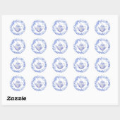 Blauw en Witte Theepot met Krans Ronde Sticker (Vel)