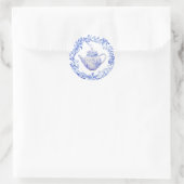 Blauw en Witte Theepot met Krans Ronde Sticker (Tas)