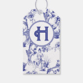 Blauw- en witte toile cadeaulabel (Voorkant)