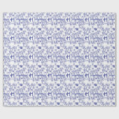 Blauw- en witte toile cadeaupapier (Vlak)