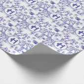 Blauw- en witte toile cadeaupapier (Hoek)