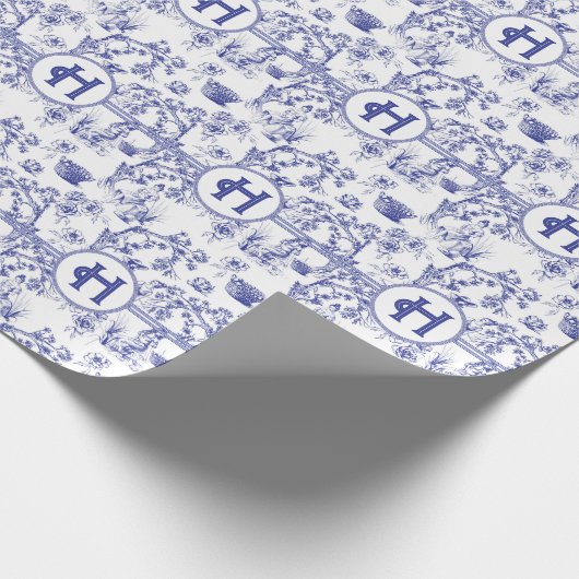 Blauw- en witte toile cadeaupapier (Hoek)