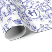 Blauw- en witte toile cadeaupapier (Rol Hoek)