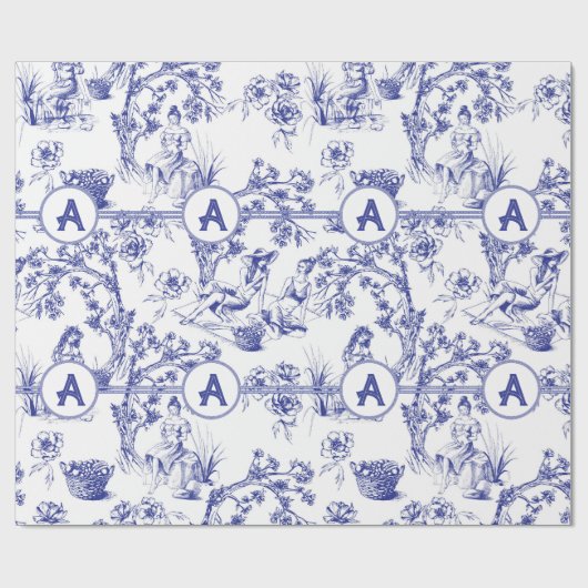 Blauw- en witte toile cadeaupapier (Vlak)