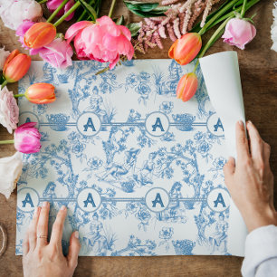 Blauw- en witte toile cadeaupapier