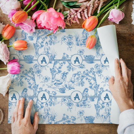Blauw- en witte toile cadeaupapier