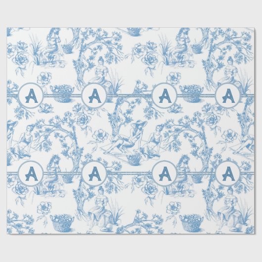 Blauw- en witte toile cadeaupapier (Vlak)