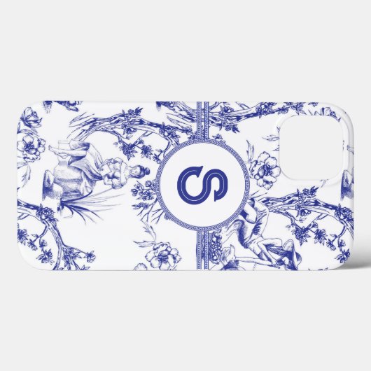 Blauw- en witte toile Case-Mate iPhone case (Achterkant (horizontaal))