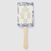 Blauw- en witte toile handwaaier (Achterkant)