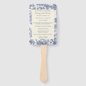 Blauw- en witte toile handwaaier (Voorkant)