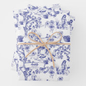 Blauw- en witte toile inpakpapier vel (In situ)