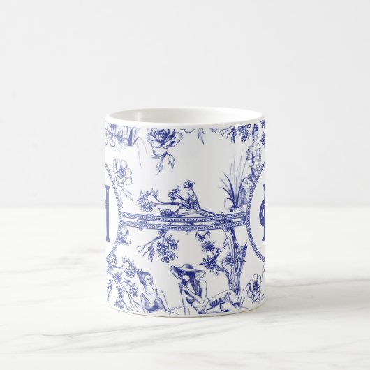 Blauw- en witte toile koffiemok (Center)