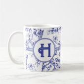 Blauw- en witte toile koffiemok (Links)