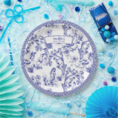 Blauw- en witte toile papieren bordje (Feest)