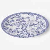 Blauw- en witte toile papieren bordje (Gekanteld)