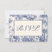 Blauw- en witte toile RSVP kaartje (Voorkant)