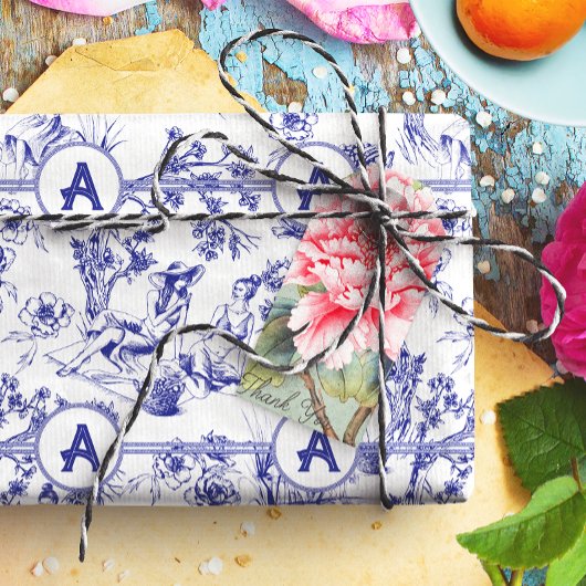 Blauw- en witte toile tissuepapier