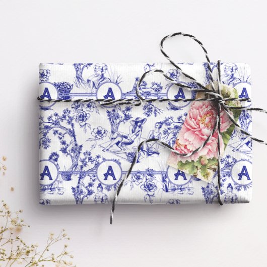 Blauw- en witte toile tissuepapier