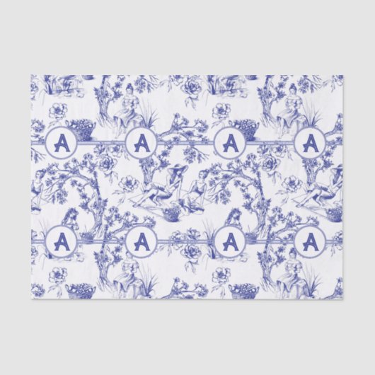 Blauw- en witte toile tissuepapier (Voorkant)