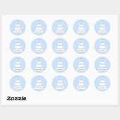 Blauw en Witte Trouwtaart Ronde Sticker (Vel)