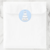 Blauw en Witte Trouwtaart Ronde Sticker (Tas)