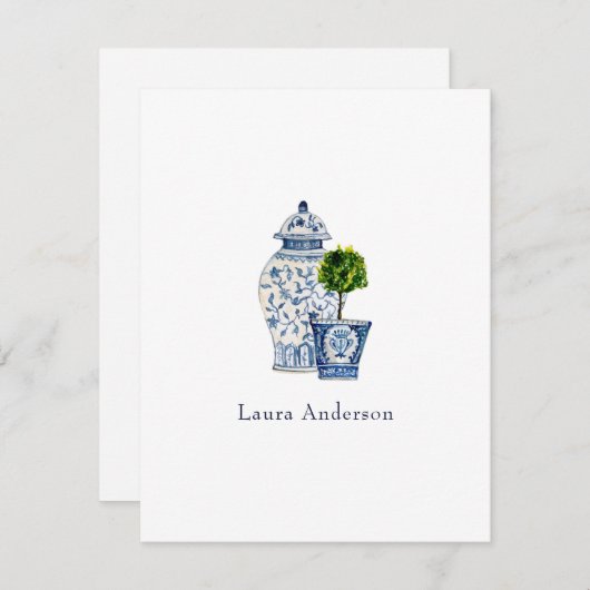 Blauw- en witte urn en piraatvlak bedankkaart (Voorkant / Achterkant)