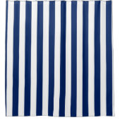 Blauw en witte verticale strepen douchegordijn (Voorkant)