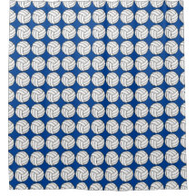Blauw- en witte volleybaldouchergordijn