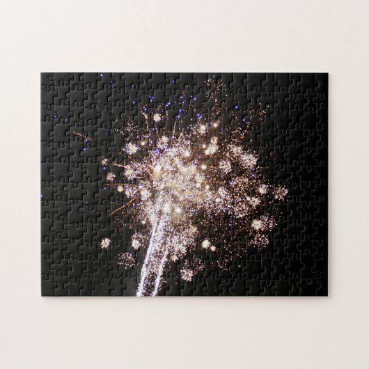 Blauw en witte vuurwerk legpuzzel (Horizontaal)