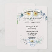 Blauw en Witte Waterverf Bloemen Kaart (Voorkant / Achterkant)