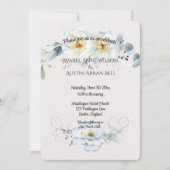 Blauw en Witte Waterverf Bloemen Kaart (Voorkant)