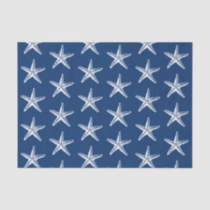 Blauw en Witte Zeester Strand Kust Tissuepapier