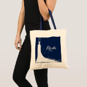 Blauw- en wittebordes en  kant tote bag (Voorkant (product))