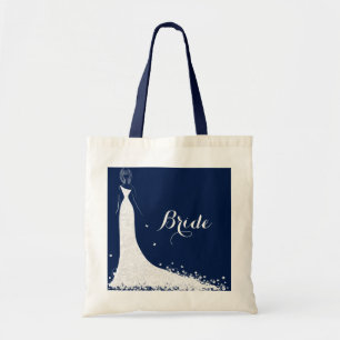 Blauw- en wittebordes en kant tote bag