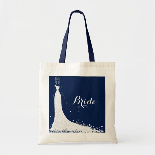 Blauw- en wittebordes en  kant tote bag (Voorkant)