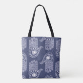 Blauw- en wittehamerpatroon / civiele oogverdedigi tote bag (Achterkant)