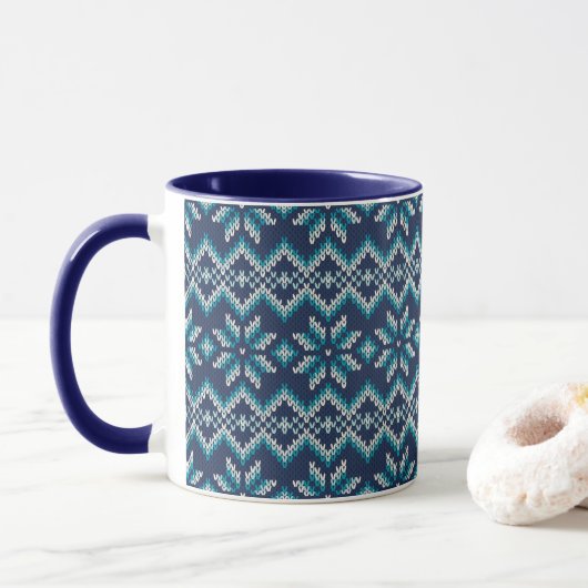 Blauw- en wittekiemen mok (Met donut)