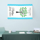 Blauw- en wittestoplasfamilie reübanner spandoek (Beurs)