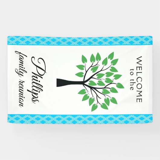 Blauw- en wittestoplasfamilie reübanner spandoek (Horizontaal)