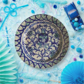 Blauw- en witvermogen met geavanceerde handmatige  papieren bordje (Feest)