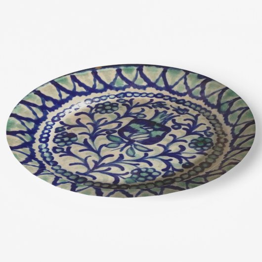 Blauw- en witvermogen met geavanceerde handmatige  papieren bordje (Gekanteld)