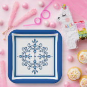 Blauw- en witvogelpapieren Bord (Feest)