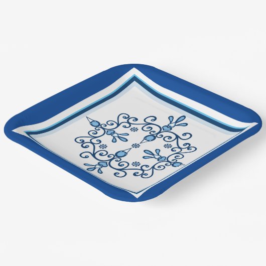 Blauw- en witvogelpapieren Bord (Gebogen)