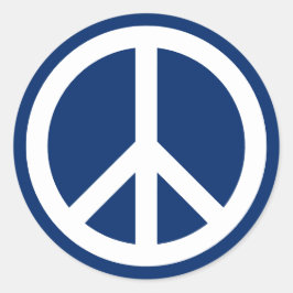 Blauw- en witvrede ronde sticker
