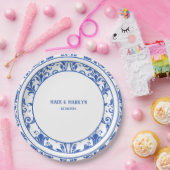 Blauw- en witwasbakkerij papieren bordje (Feest)